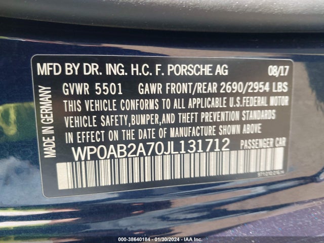 2018 PORSCHE PANAMERA WP0AB2A70JL131712 Photo 8