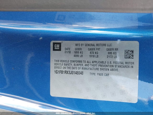 Chevrolet Camaro 1lt 2018 1G1FB1RX3J0148048 Image 9