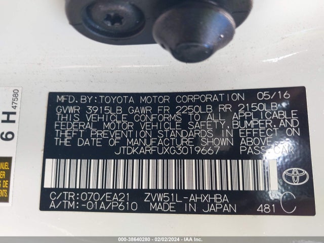 Toyota Prius Four Touring 2016 JTDKARFUXG3019667 Image 9