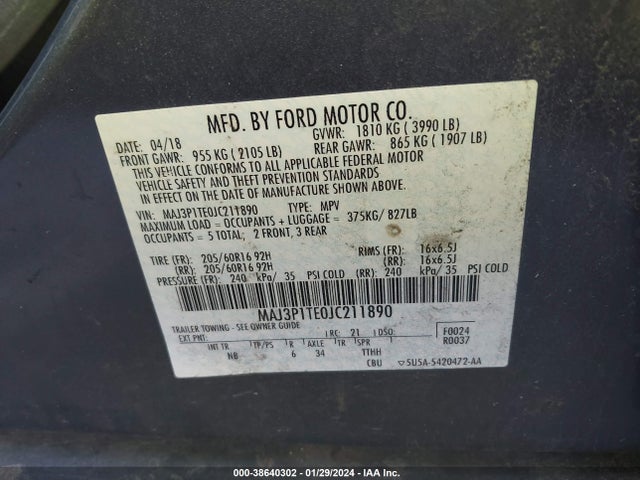 Ford Ecosport Se 2018 MAJ3P1TE0JC211890 Image 9
