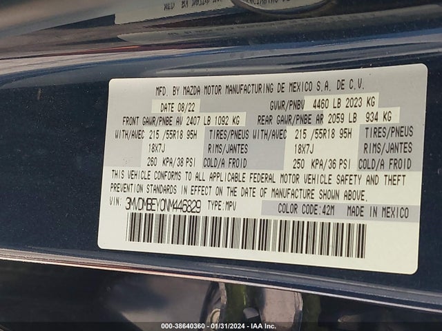 2022 MAZDA CX-30 2.5 TURBO PREMIUM PLUS VIN: 3MVDMBEY0NM446829