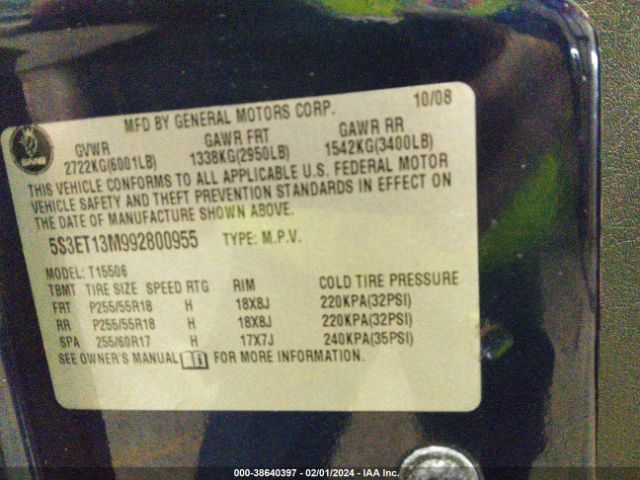 2009 SAAB 9-7X 5S3ET13M992800955 Photo 8