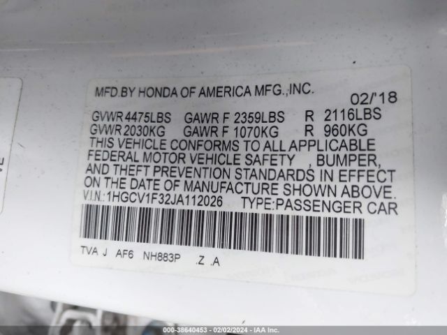 1HGCV1F32JA112026 Honda Accord Sport