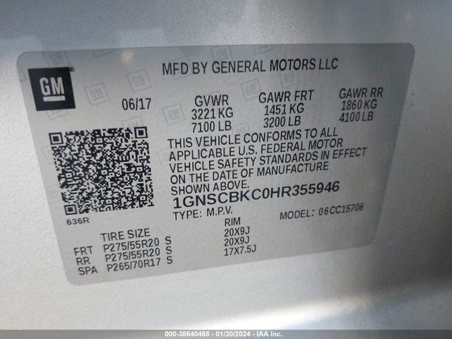 Chevrolet Tahoe Lt 2017 1GNSCBKC0HR355946 Image 9