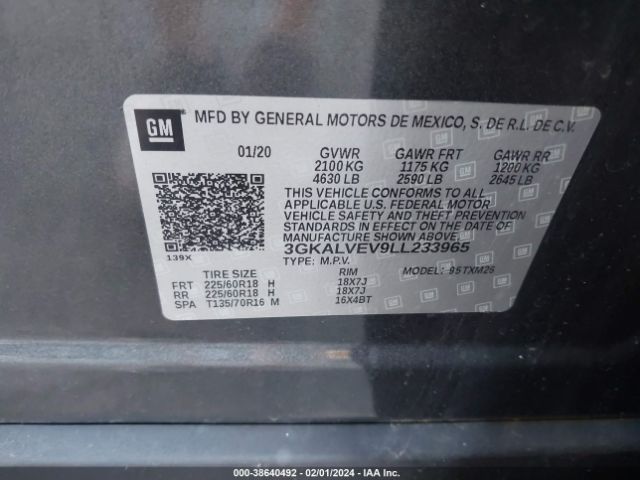 3GKALVEV9LL233965 GMC Terrain Awd Slt