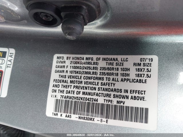 Honda CR-V EX 2019 7FARW2H52KE042244 Image 9