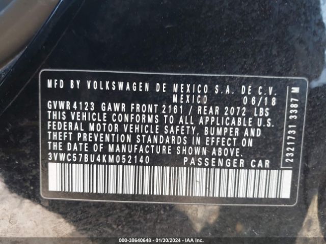 3VWC57BU4KM052140 Volkswagen Jetta 1.4t R-line/1.4t S/1.4t Se