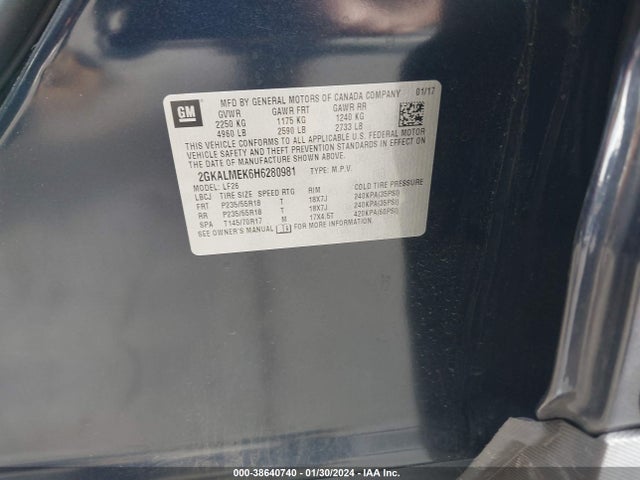 GMC Terrain Sle-1 2017 2GKALMEK6H6280981 Image 9