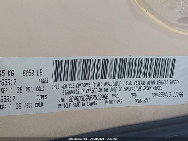 2C4RDGCGXFR519066 Dodge Grand Caravan Sxt
