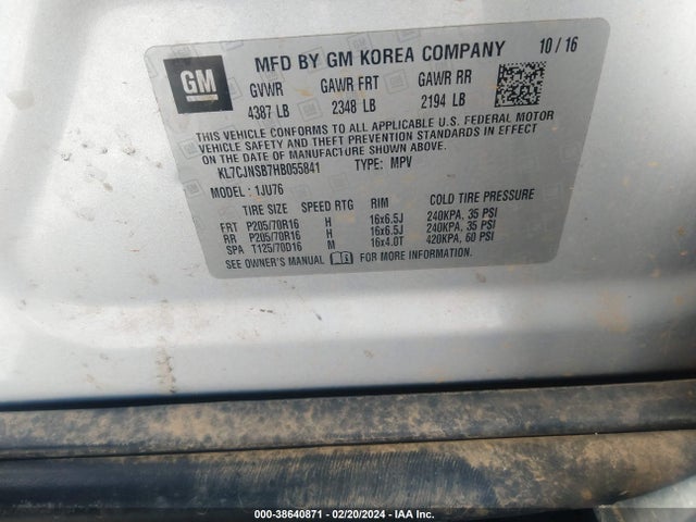 Chevrolet TRAX LS 2017 KL7CJNSB7HB055841 Image 9