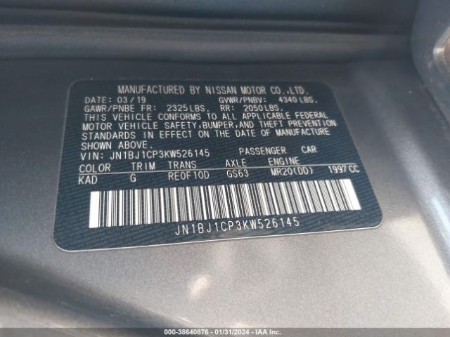 JN1BJ1CP3KW526145 Nissan Rogue Sport Sv