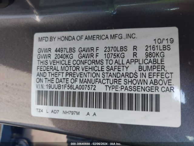19UUB1F56LA007572 Acura Tlx Tech Package