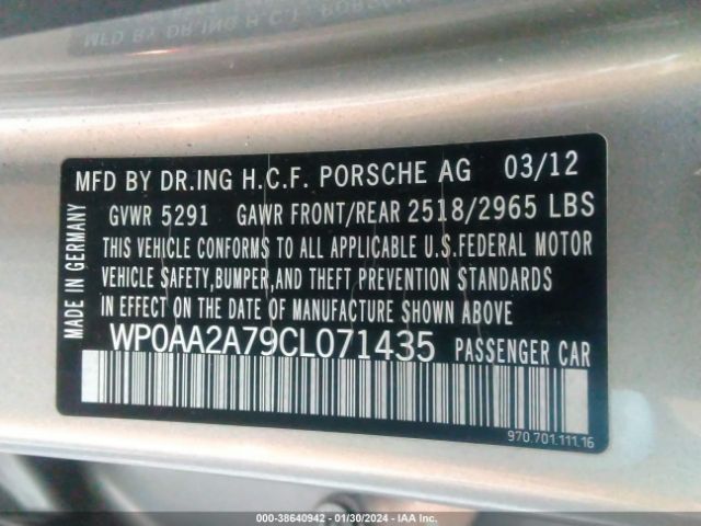 2012 PORSCHE PANAMERA WP0AA2A79CL071435 Photo 8