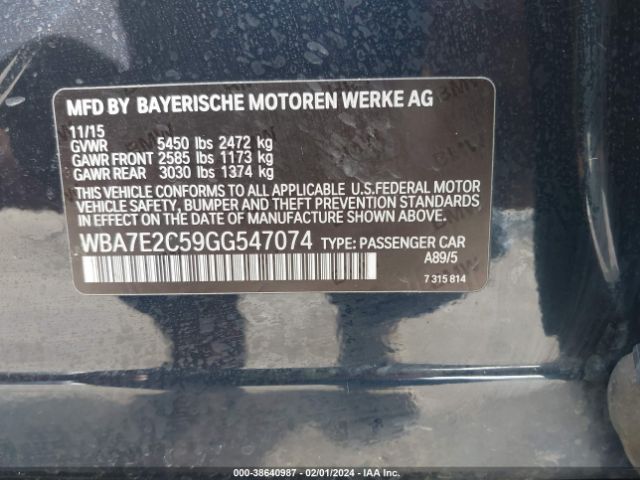 WBA7E2C59GG547074 BMW 740I