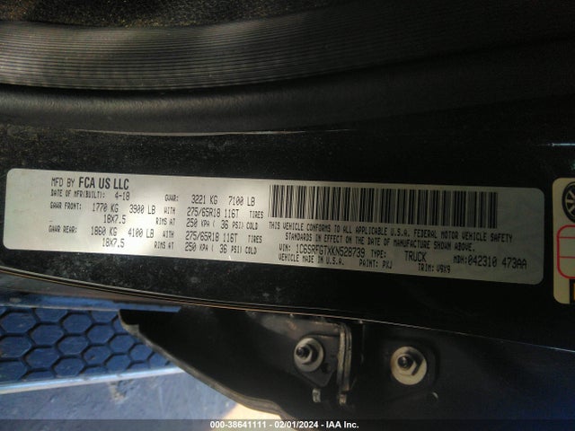 RAM 1500 Tradesman  4x4 5'7 Box 2019 1C6SRFGTXKN528739 Image 9