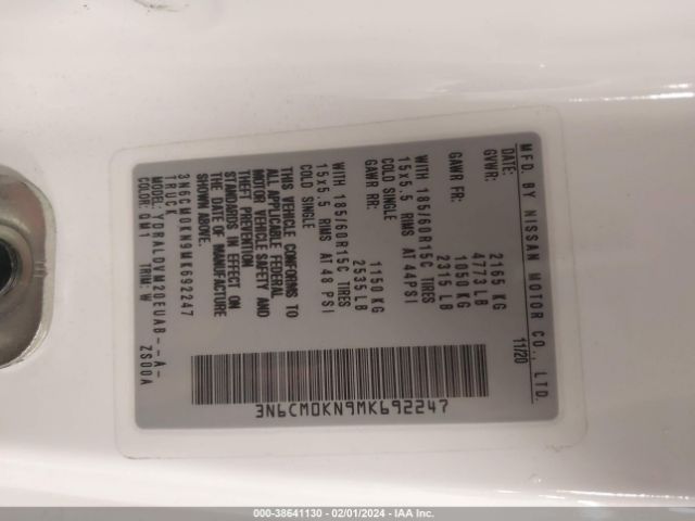 3N6CM0KN9MK692247 Nissan Nv200 Compact Cargo S Xtronic Cvt