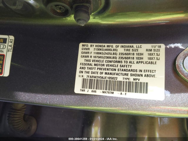 Honda CR-V EX 2018 7FARW2H56JE105022 Image 9