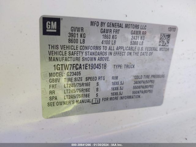 1GTW7FCA1E1904518 GMC Savana 2500 Work Van