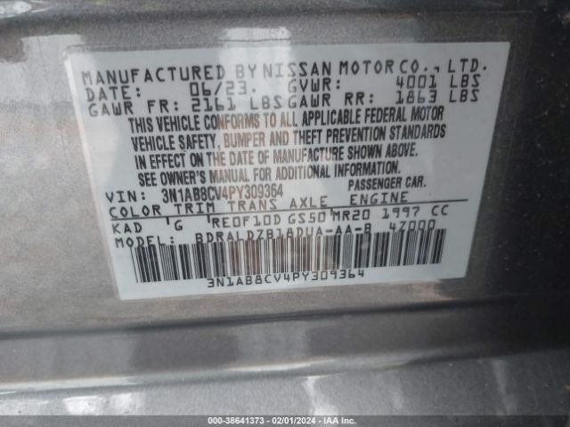 3N1AB8CV4PY309364 Nissan Sentra Sv Xtronic Cvt