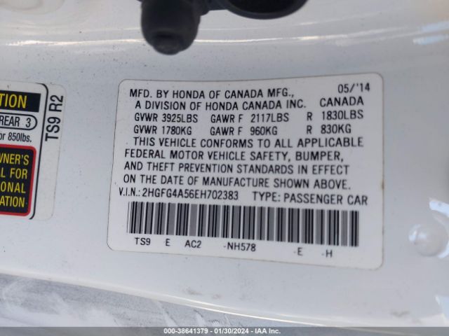 2HGFG4A56EH702383 Honda CIVIC SI