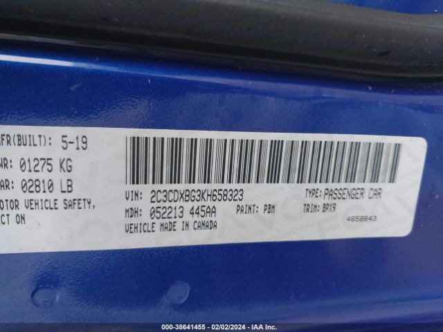 2C3CDXBG3KH658323 Dodge Charger Sxt Rwd