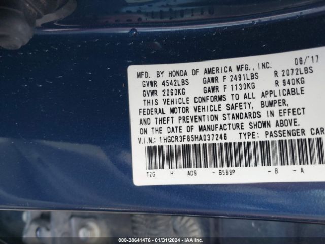 1HGCR3F85HA037246 Honda Accord Ex-l V6