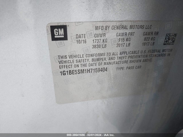 Chevrolet CRUZE LT 2017 1G1BE5SM1H7159404 Image 9