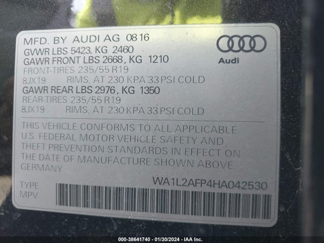 WA1L2AFP4HA042530 Audi Q5 2.0t Premium