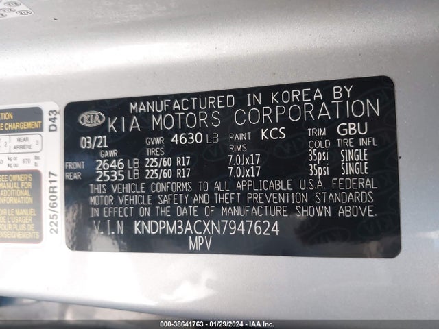 KIA Sportage Lx 2022 KNDPM3ACXN7947624 Image 9