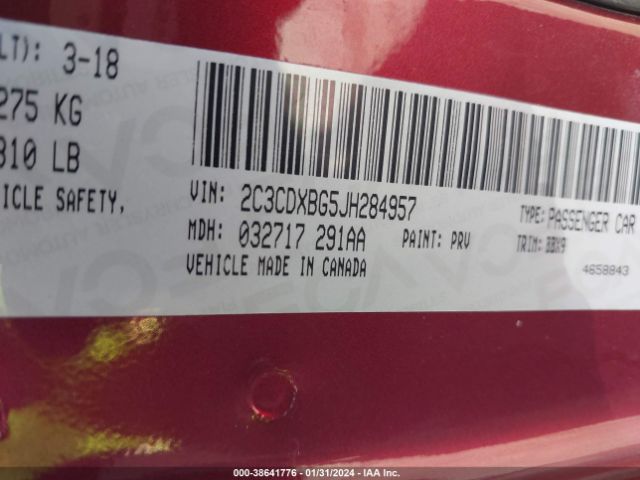 2C3CDXBG5JH284957 Dodge Charger Sxt Rwd