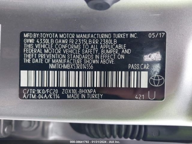 NMTKHMBX5JR014556 Toyota C-hr Xle Premium
