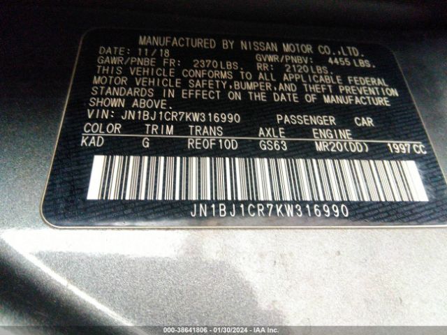 JN1BJ1CR7KW316990 Nissan Rogue Sport S