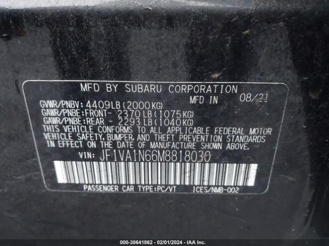 JF1VA1N66M8818030 Subaru Wrx Limited