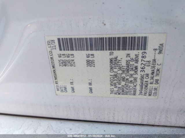 1N4AA6AV6KC362789 Nissan Maxima 3.5 Platinum