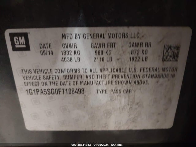 Chevrolet Cruze Ls Auto 2015 1G1PA5SG0F7108498 Image 9