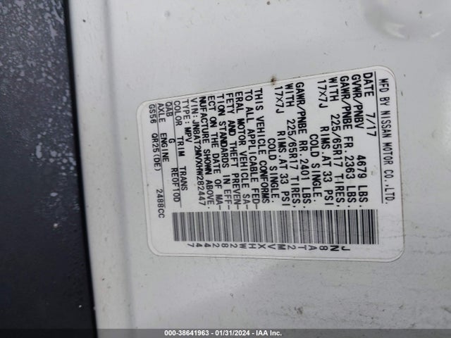 Nissan ROGUE SV 2017 JN8AT2MVXHW282447 Image 9