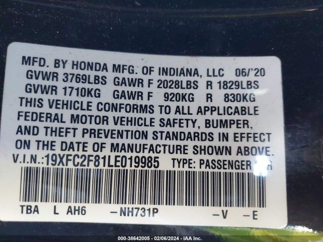Honda Civic Sport 2020 19XFC2F81LE019985 Image 9
