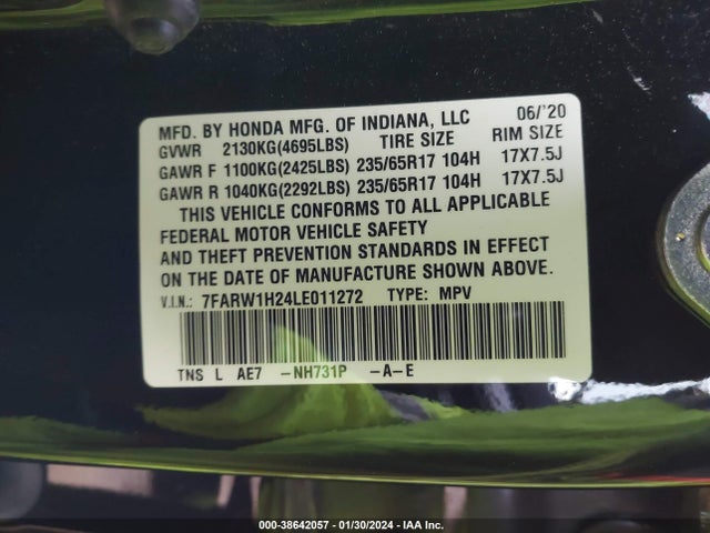 Honda Cr-v 2wd Lx 2020 7FARW1H24LE011272 Image 9