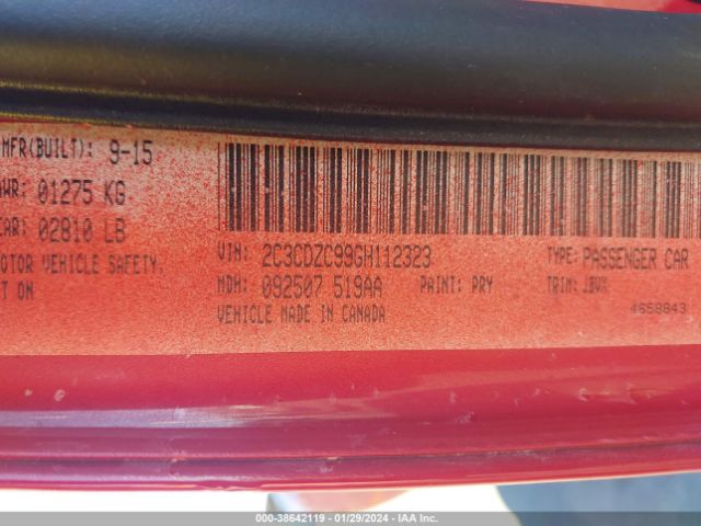 2C3CDZC99GH112323 Dodge Challenger Srt Hellcat