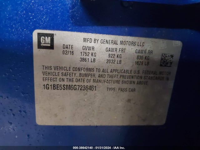 Chevrolet Cruze Lt Auto 2016 1G1BE5SM6G7236461 Image 9