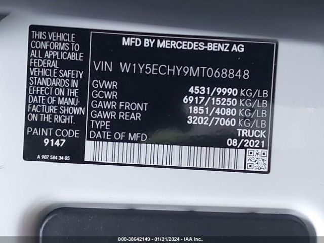 W1Y5ECHY9MT068848 Mercedes-Benz Sprinter 3500 High Roof V6
