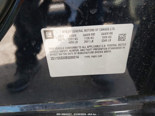 Chevrolet IMPALA 2LZ 2014 2G1155S30E9286514 Image 9