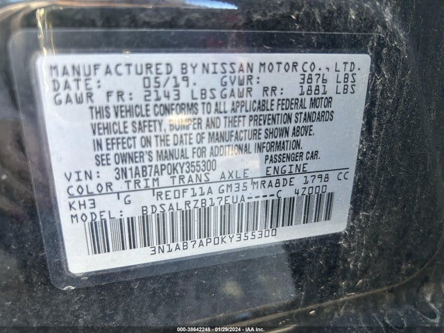 Nissan SENTRA SR 2019 3N1AB7AP0KY355300 Image 9