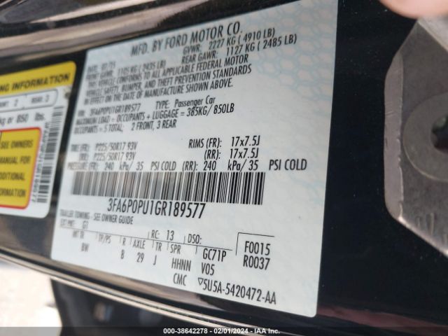 3FA6P0PU1GR189577 Ford Fusion Energi Se Luxury