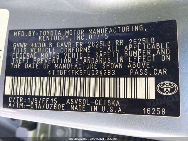 Toyota CAMRY SE 2015 4T1BF1FK9FU024283 Image 9