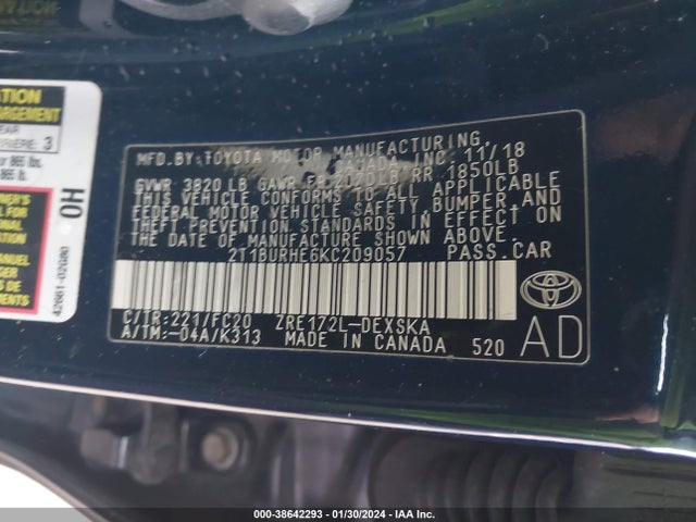 Toyota COROLLA SE 2019 2T1BURHE6KC209057 Image 9