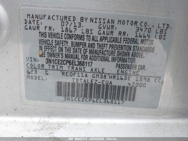 Nissan Versa Note Sv 2014 3N1CE2CP6EL368117 Image 9