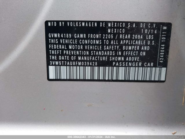 3VW5T7AU8FM039428 Volkswagen Golf Gti 2.0t S 4-door