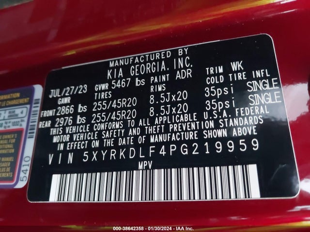KIA SORENTO SX 2023 5XYRKDLF4PG219959 Image 9