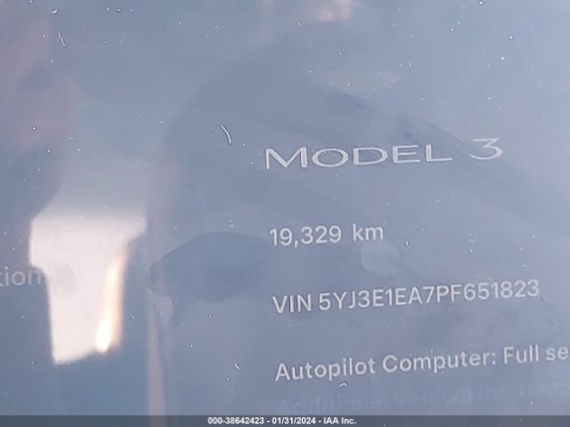 5YJ3E1EA7PF651823 Tesla Model 3 Rear-wheel Drive